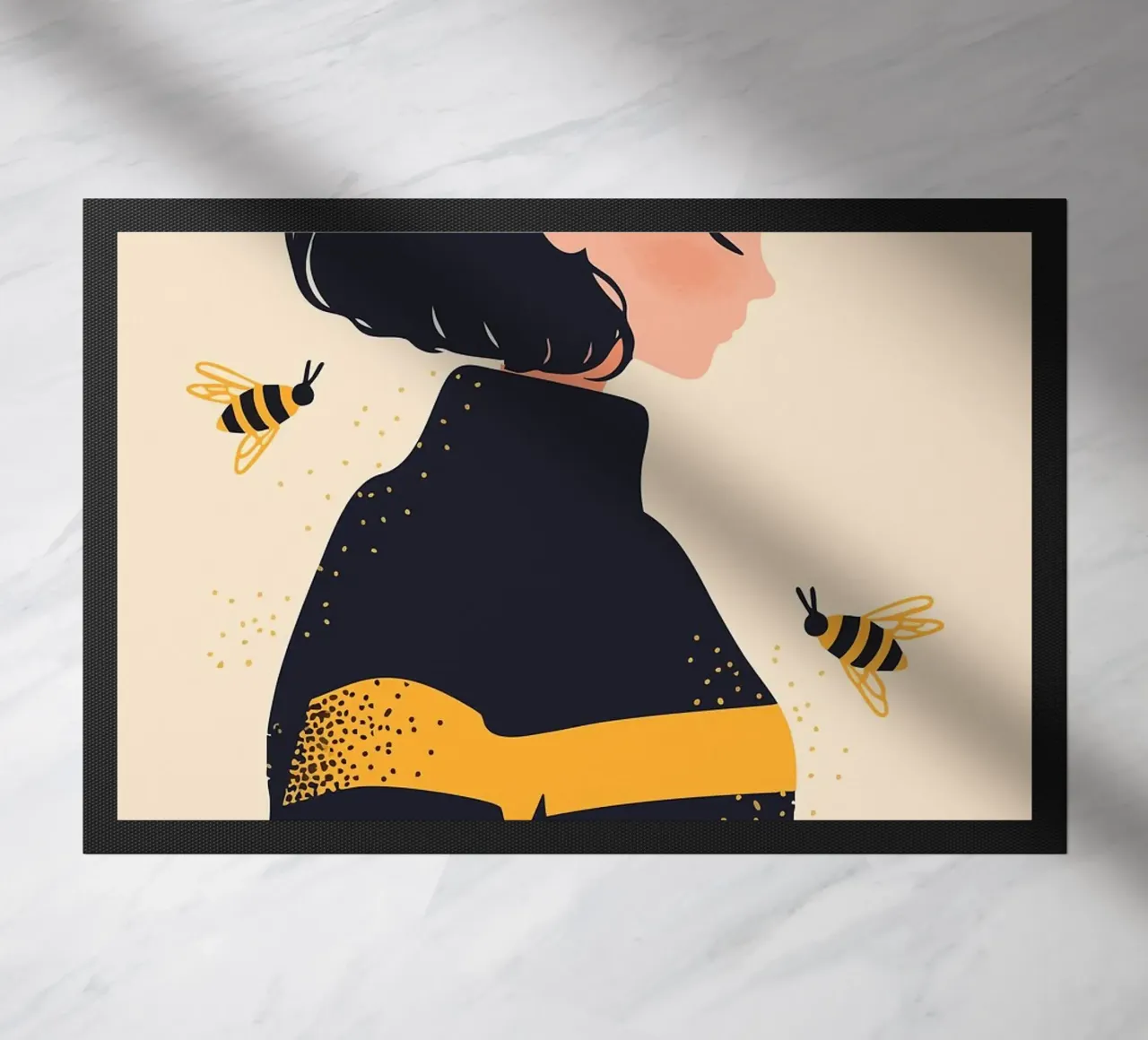 Ragazza con api Illustrazione artistica minimalista carina zerbino da MinimalistDesign
