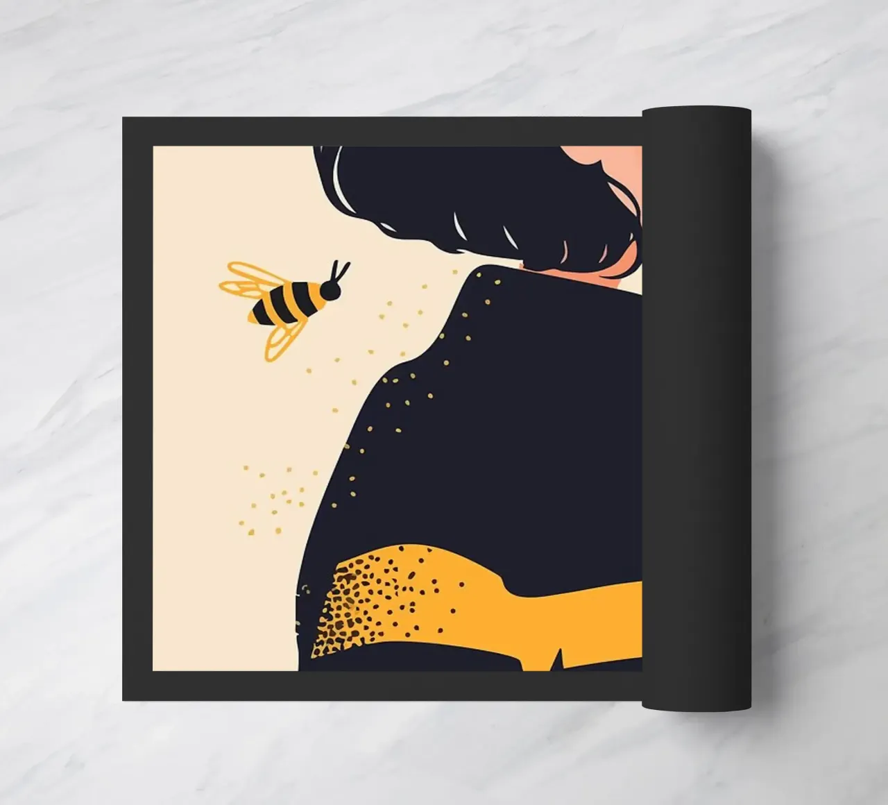 Ragazza con api Illustrazione artistica minimalista carina zerbino da MinimalistDesign