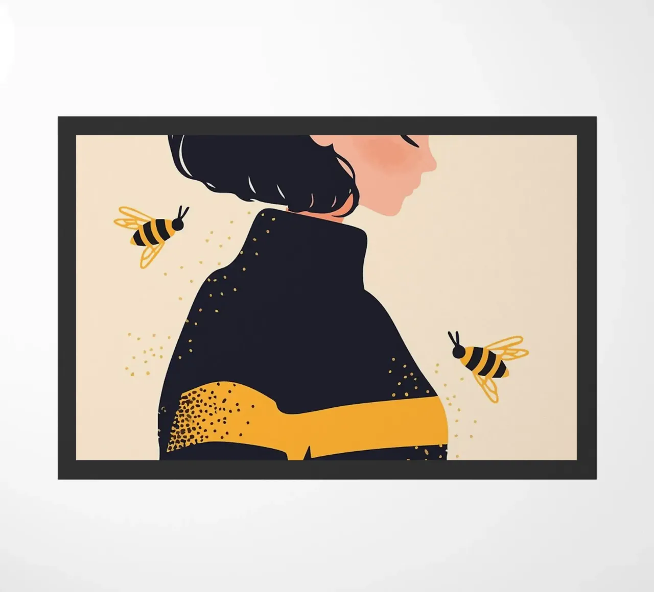 Ragazza con api Illustrazione artistica minimalista carina zerbino da MinimalistDesign