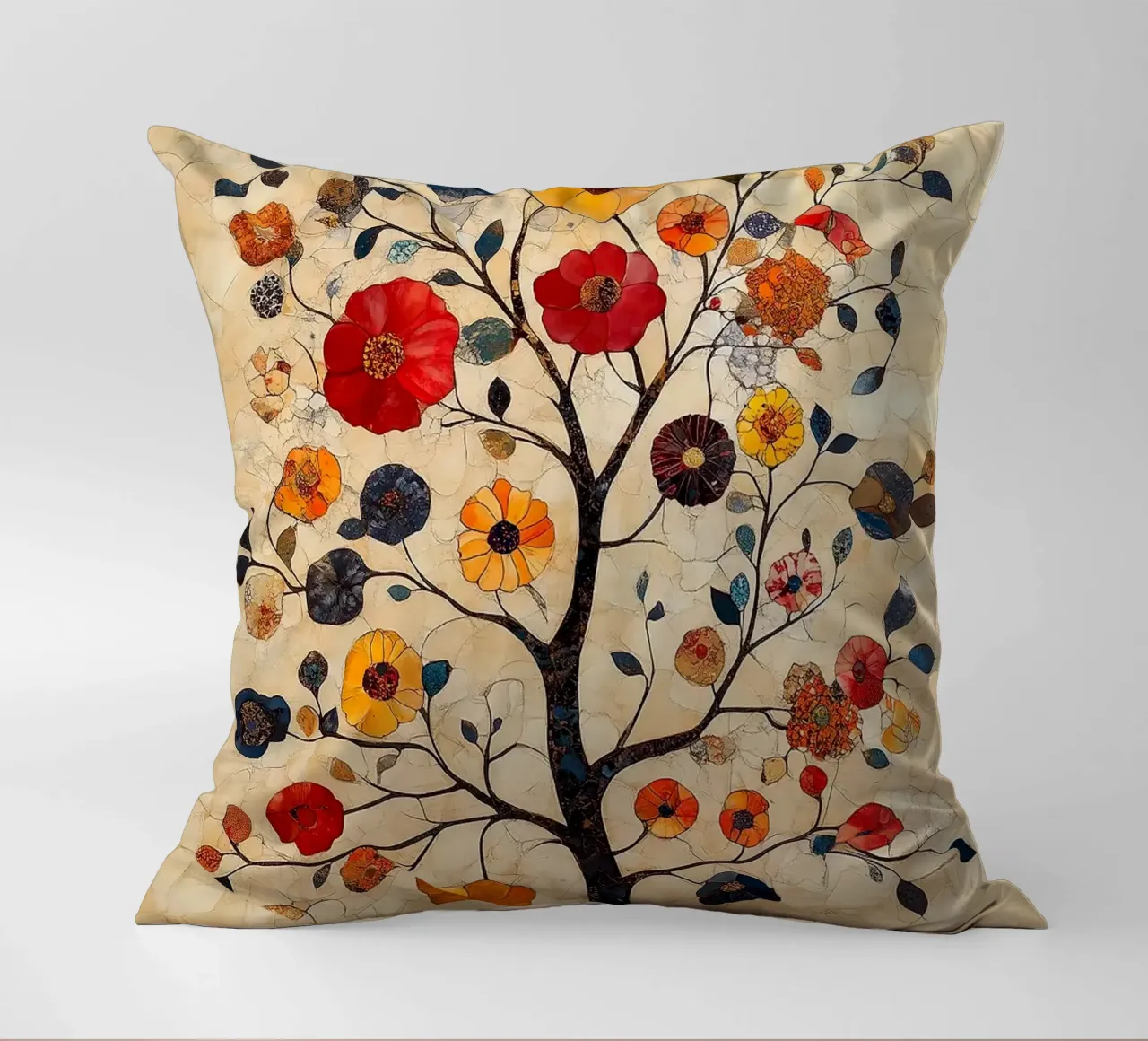 Mosaico di alberi floreali cuscino da MinimalistDesign