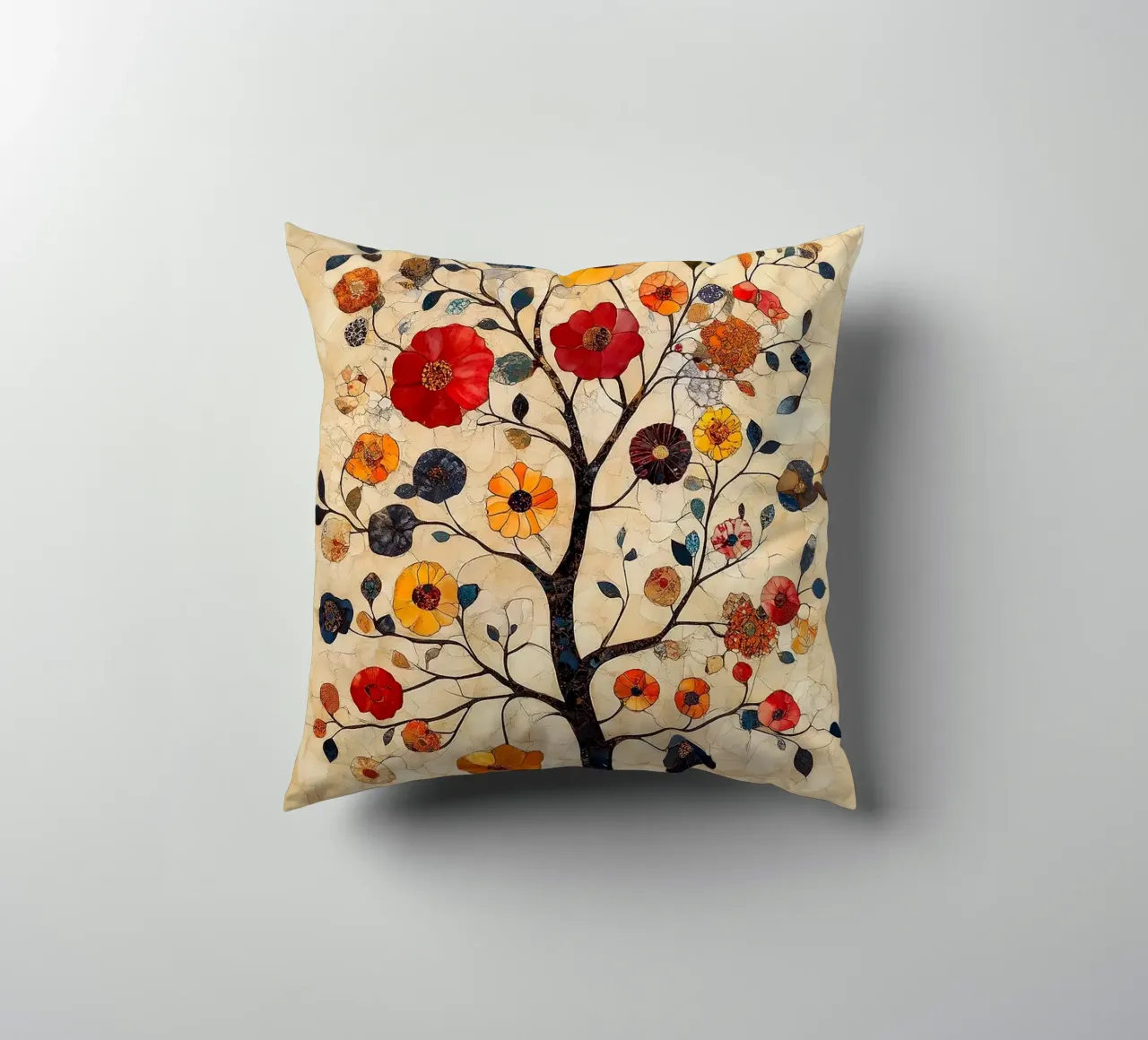 Mosaico di alberi floreali cuscino da MinimalistDesign