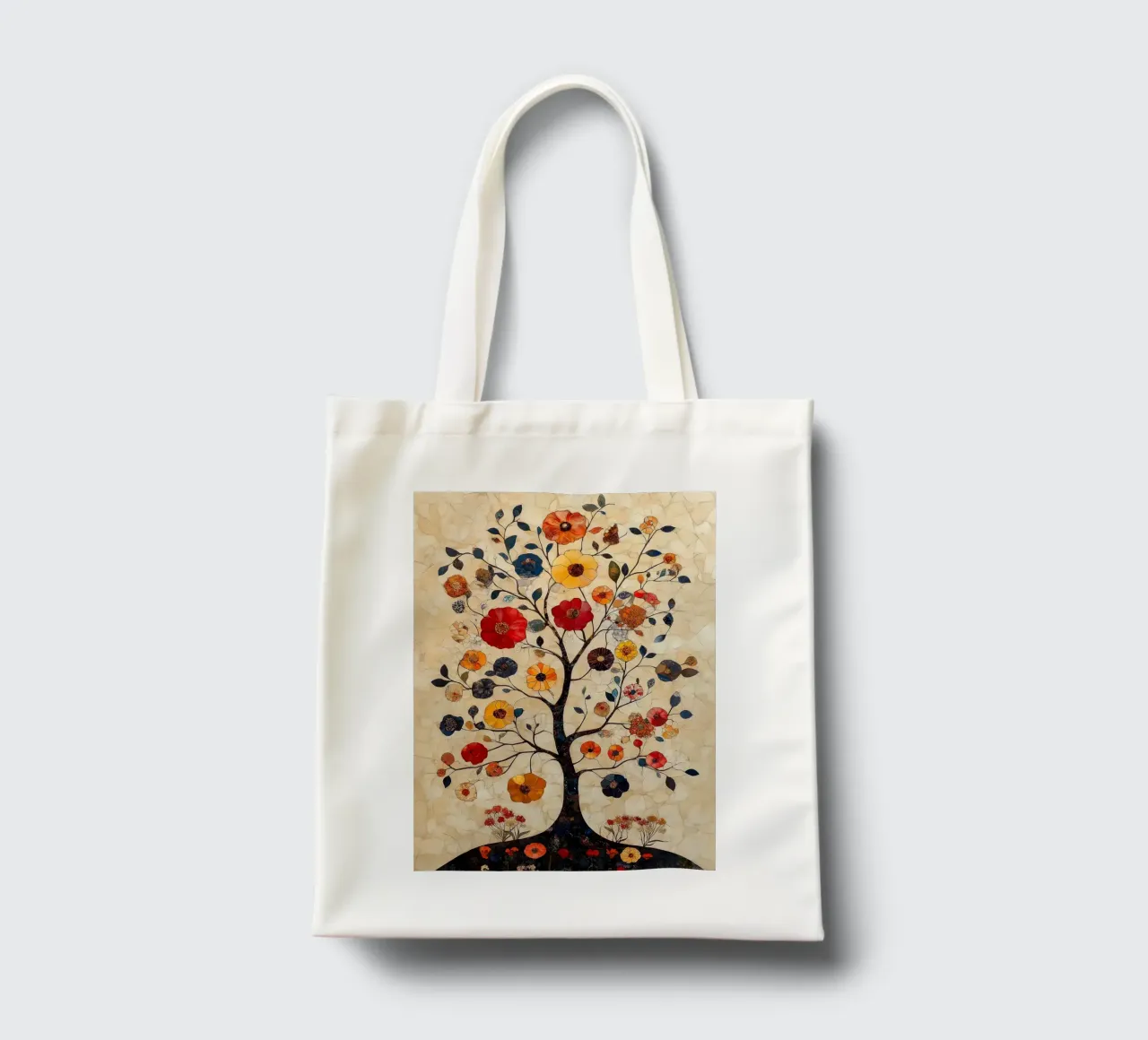 Mosaico di alberi floreali borsa in juta da MinimalistDesign