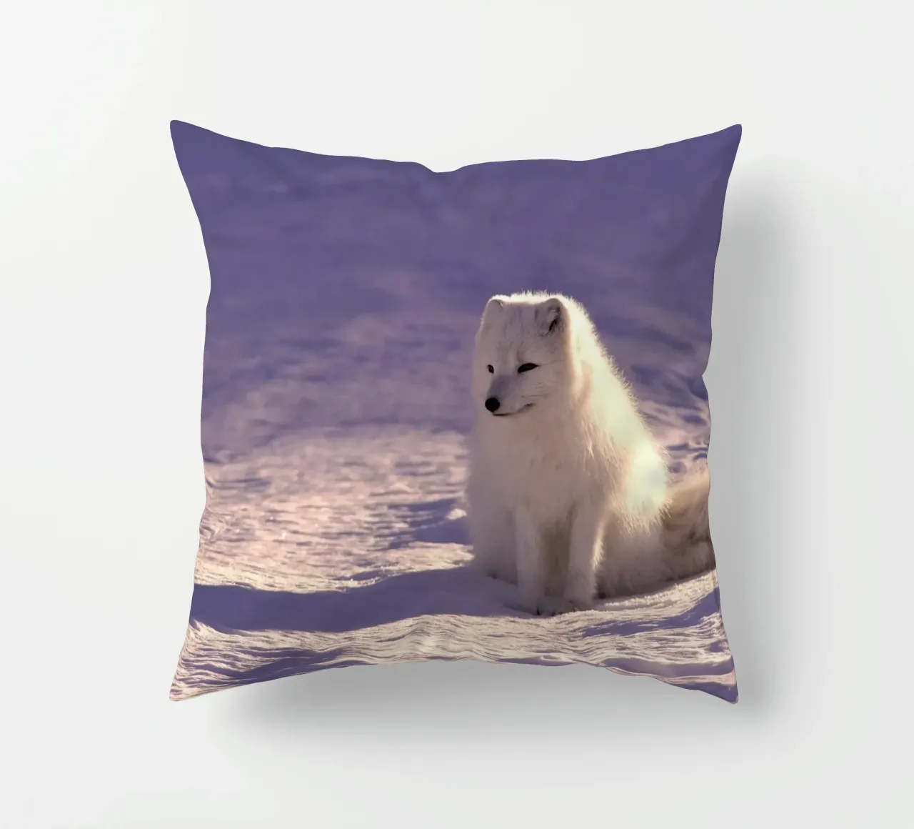 volpe artica sulla neve cuscino da animal story home