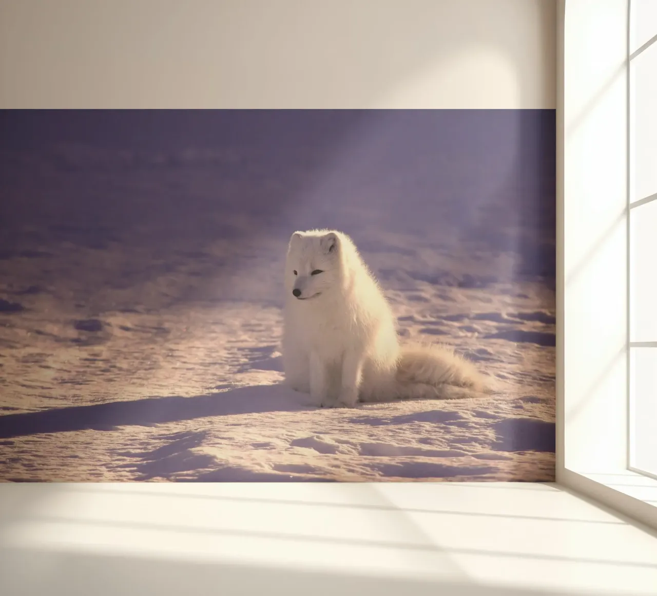 arctic fox on snow photo wallpaper by animal story home