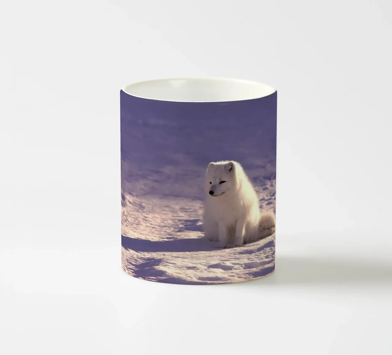 volpe artica sulla neve tazza in ceramica da animal story home
