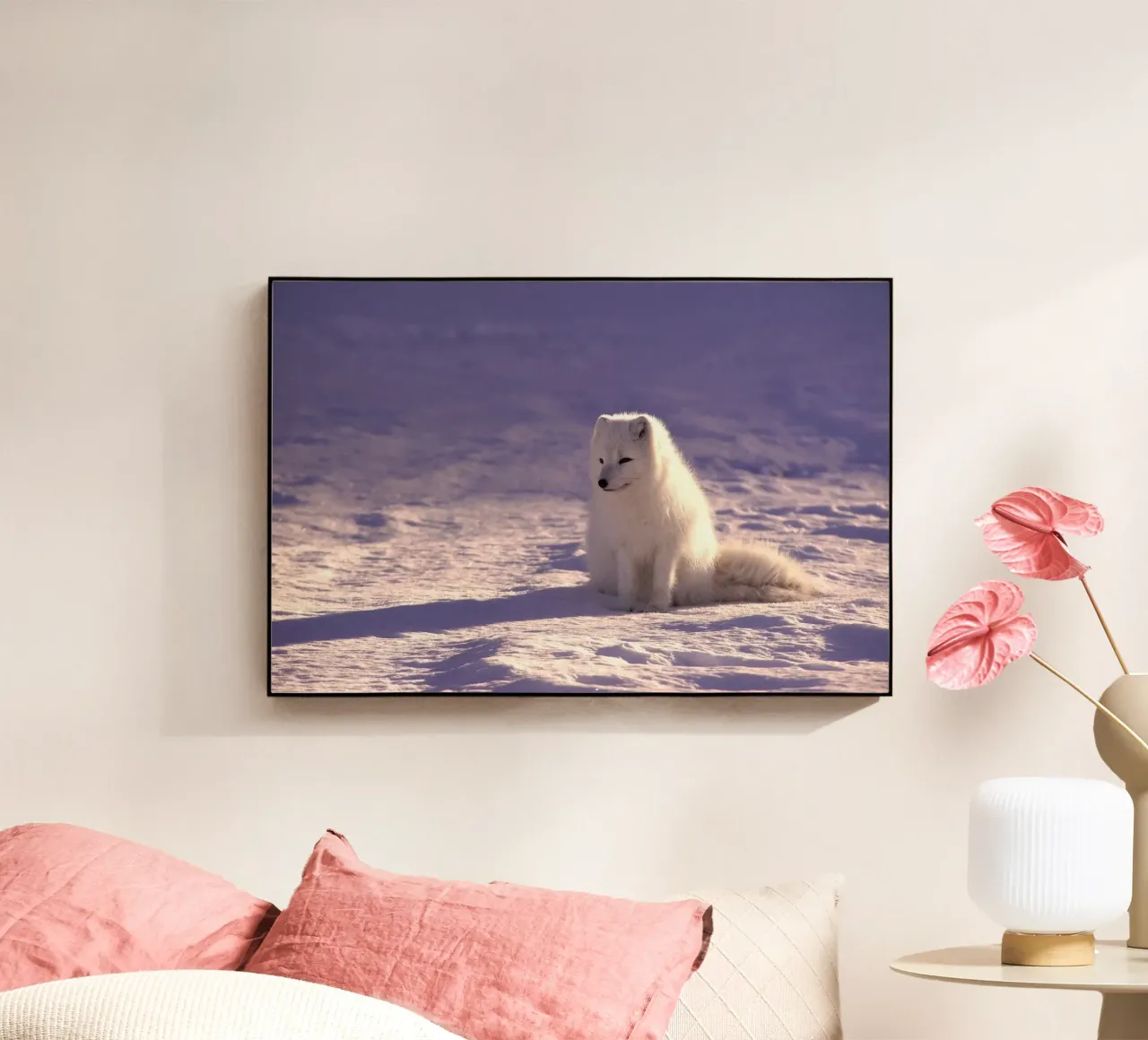 volpe artica sulla neve plexiglass da animal story home