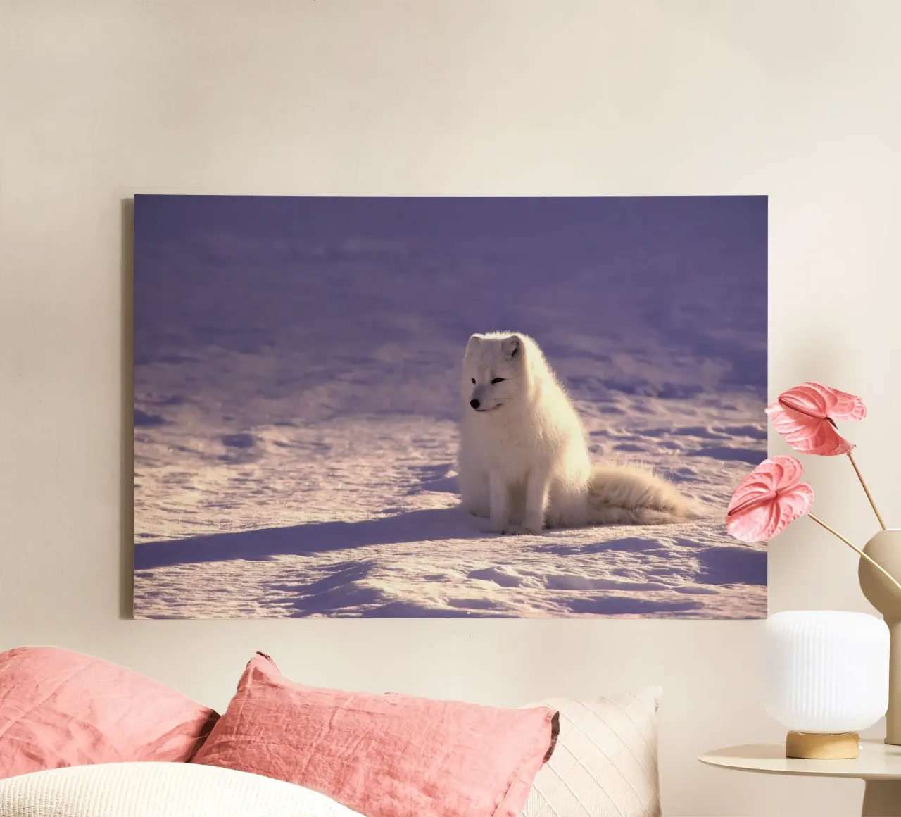 arctic fox on snow canvas by animal story home