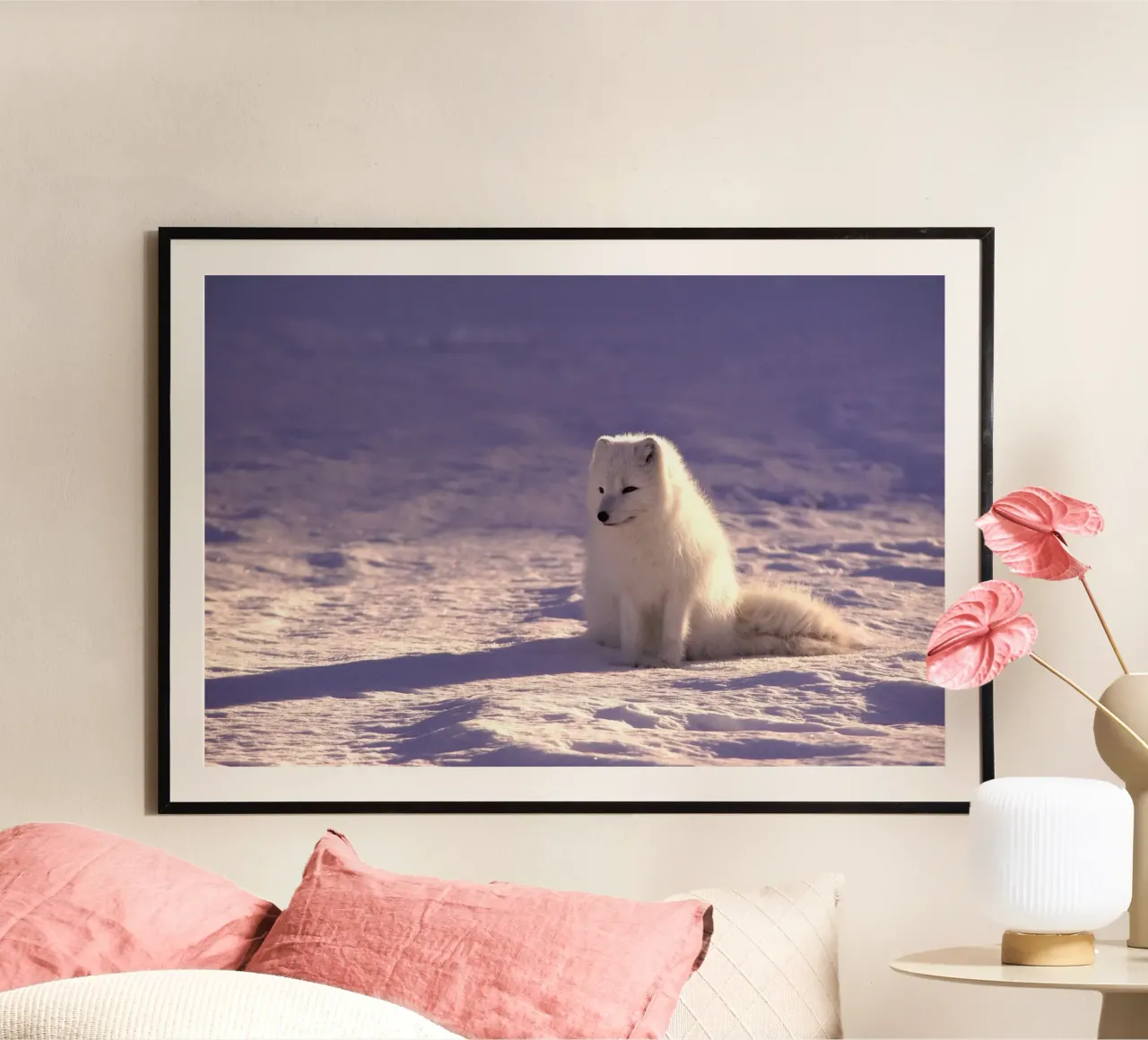 Polarfuchs auf Schnee Hahnemühle von animal story home