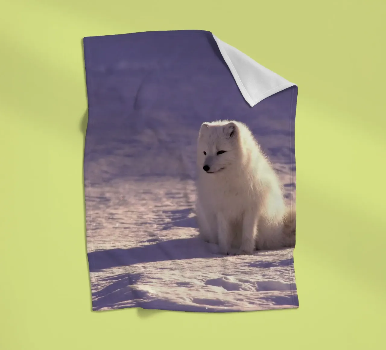 Polarfuchs auf Schnee Fleecedecke von animal story home