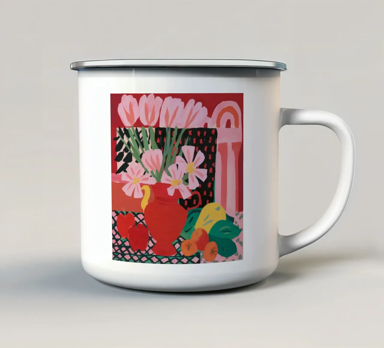Arco di tulipani in fiore tazza in smalto da Fable Tempa