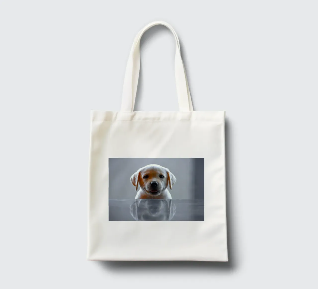 cucciolo di labrador riflessione borsa in juta da animal story home