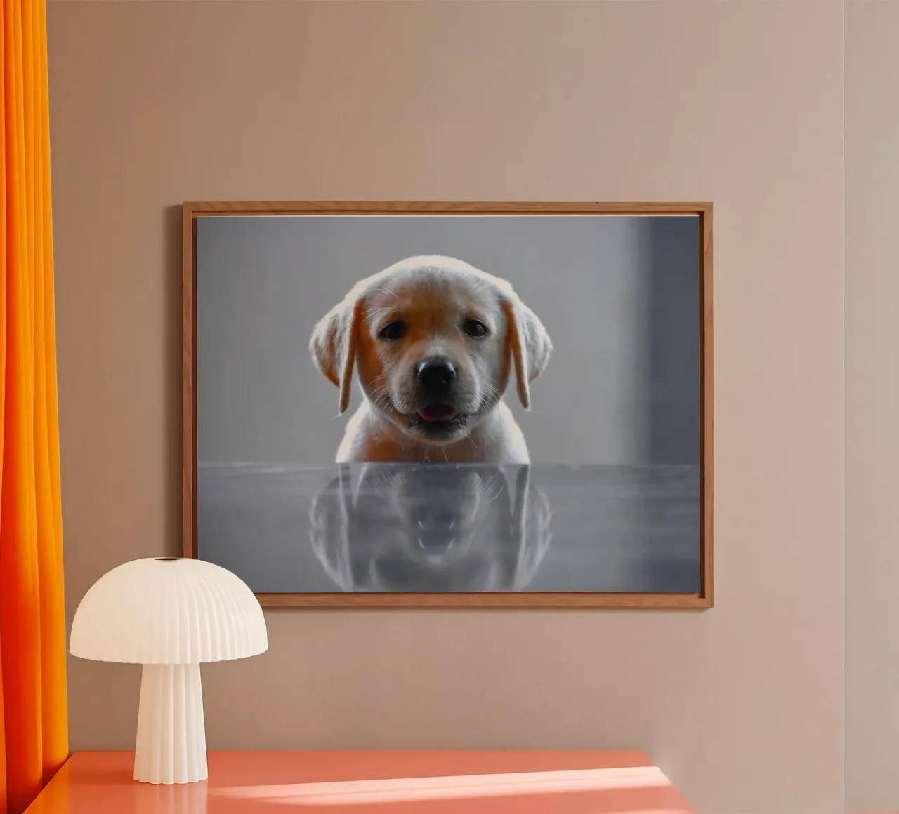 cucciolo di labrador riflessione alluminio dibond da animal story home