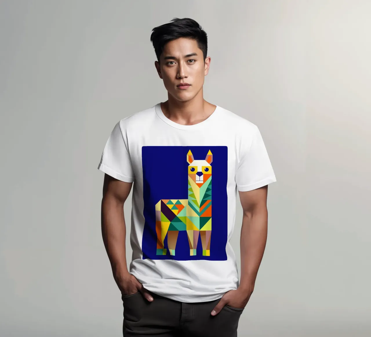 llama geometrics ilustration t-shirt by nemaro