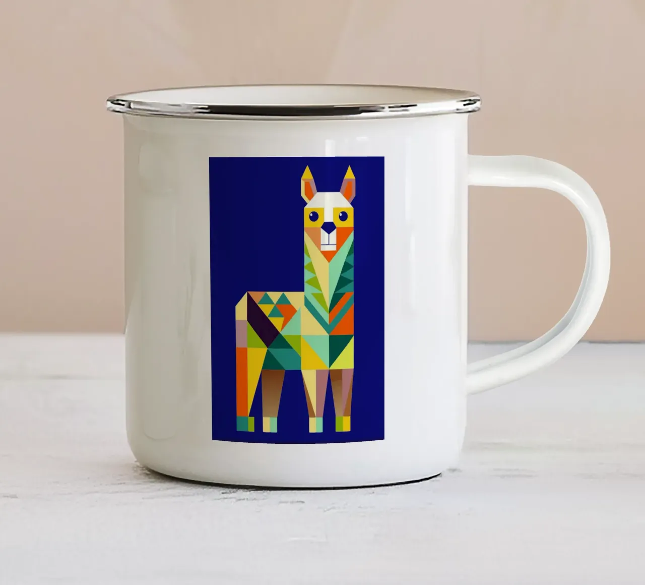 illusione geometrica del lama tazza in smalto da nemaro