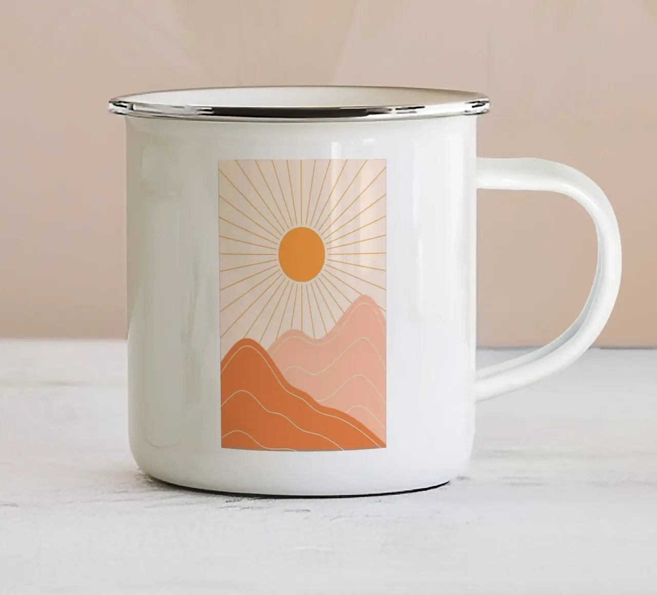 Tramonto nella natura scandinava tazza in smalto da MinimalistDesign