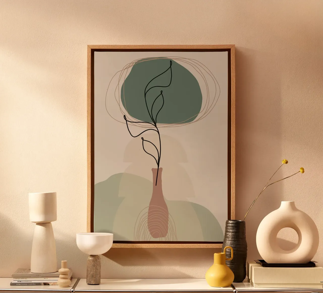 Boho Zen Minimal Floreale tela con Cornice a cassetta da MinimalistDesign