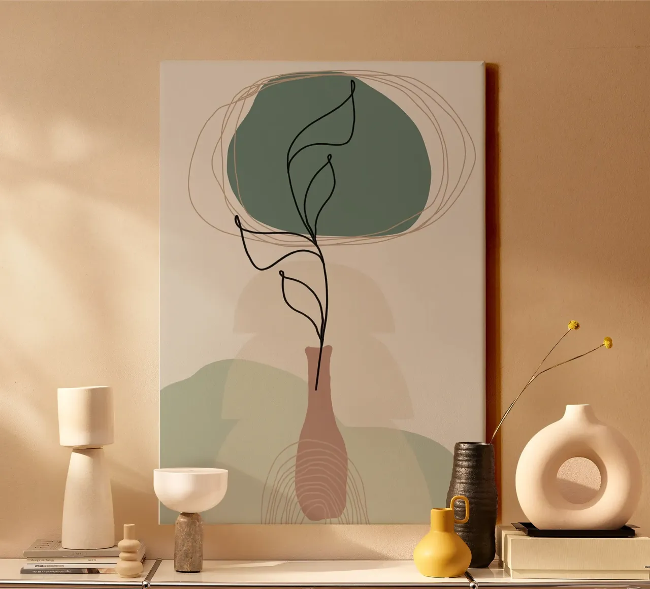 Boho Zen Minimal Floreale tela con Cornice a cassetta da MinimalistDesign
