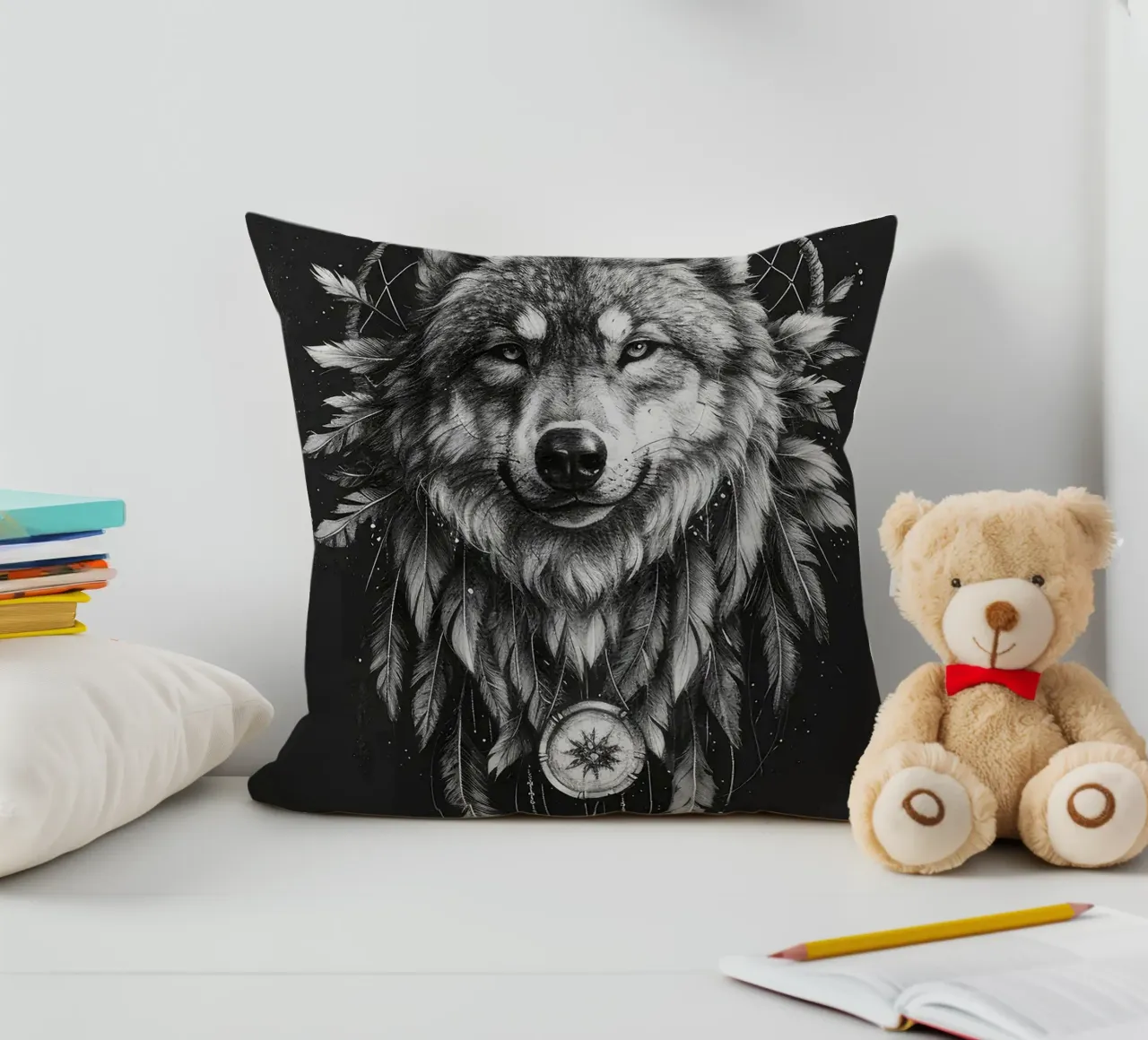 Acchiappasogni lupo boho cuscino da MinimalistDesign