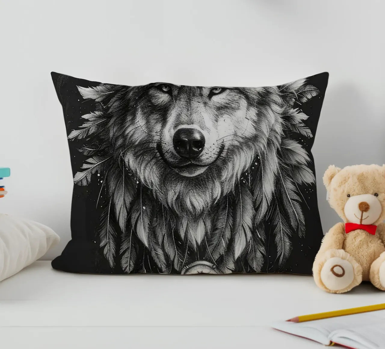 Acchiappasogni lupo boho cuscino da MinimalistDesign