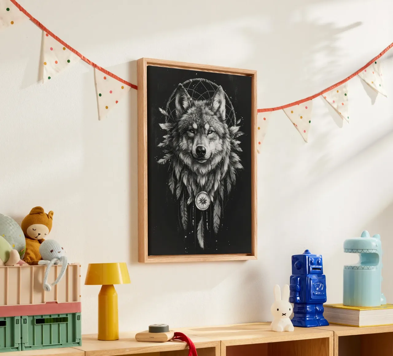 Boho Wolf Dream Catcher canvas by MinimalistDesign