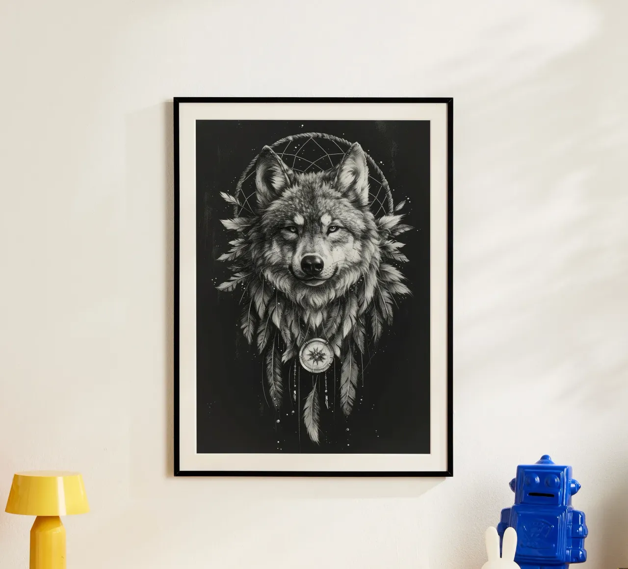 Acchiappasogni lupo boho carta hahnemühle da MinimalistDesign