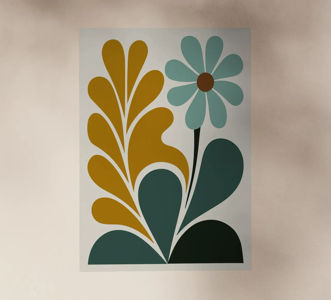 Arte floreale astratta Boho in verde acqua e senape pellicola backlit da MinimalistDesign