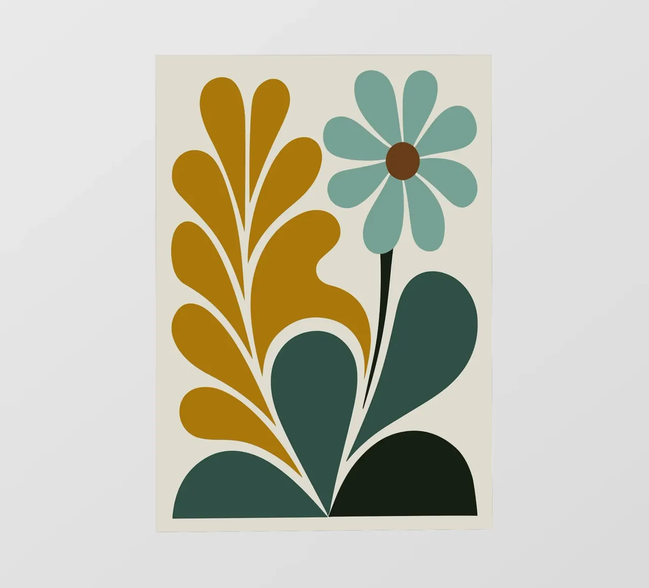 Arte floreale astratta Boho in verde acqua e senape telo in pvc da MinimalistDesign
