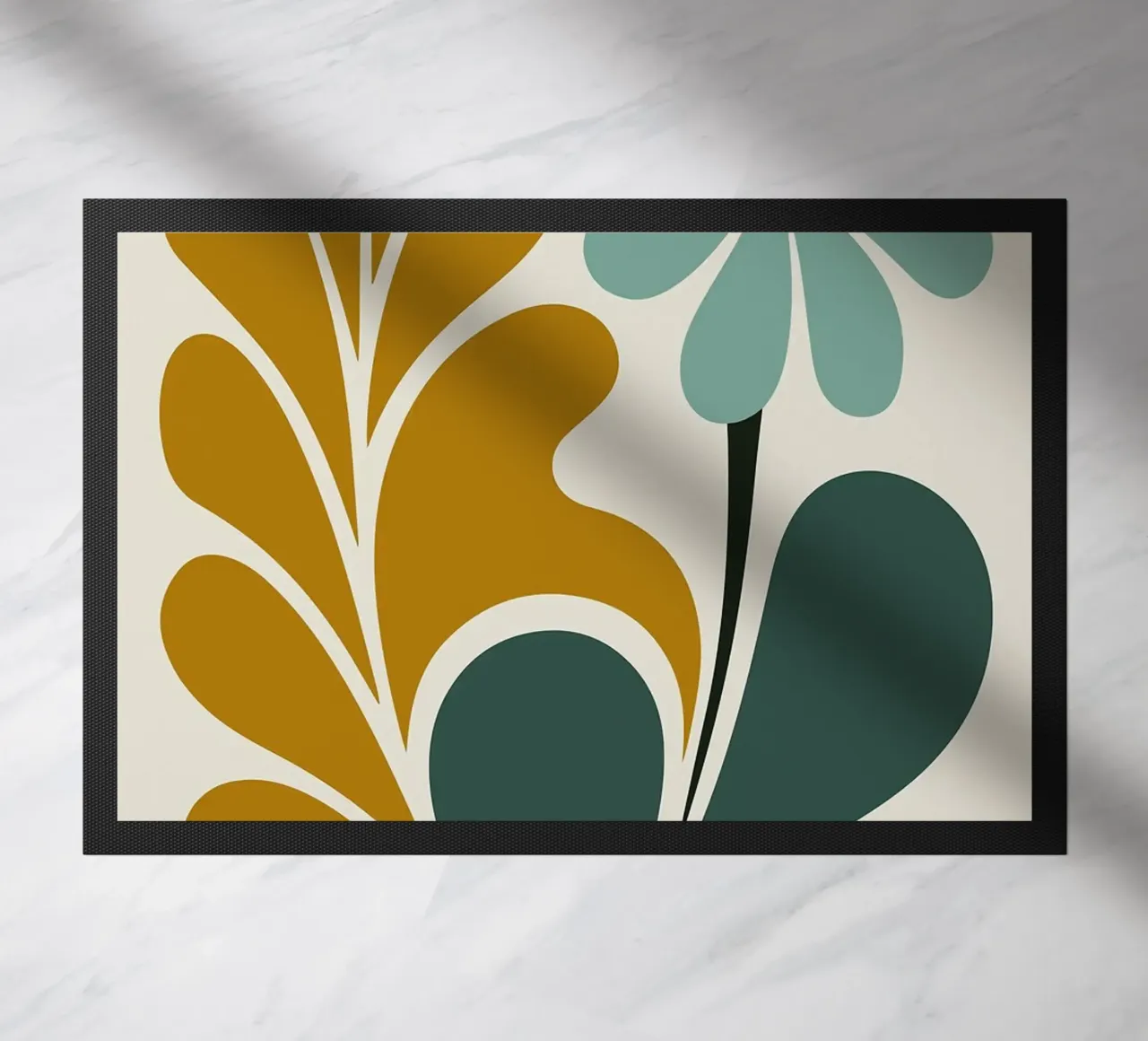 Arte floreale astratta Boho in verde acqua e senape zerbino da MinimalistDesign
