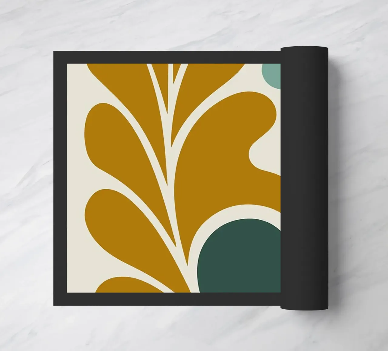 Arte floreale astratta Boho in verde acqua e senape zerbino da MinimalistDesign