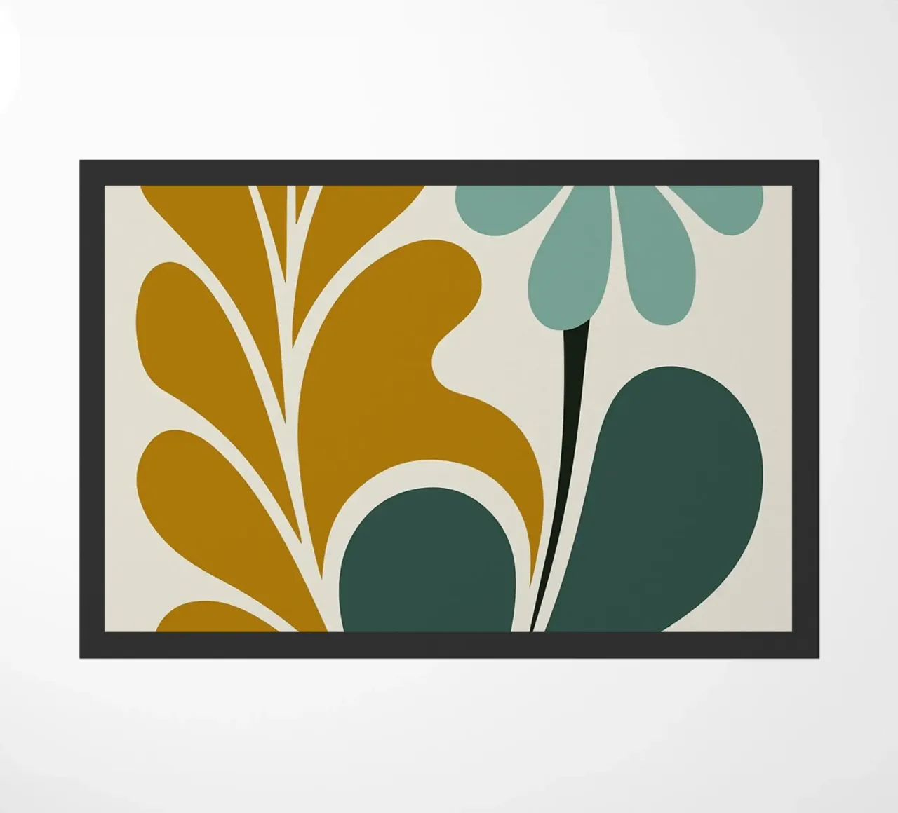 Arte floreale astratta Boho in verde acqua e senape zerbino da MinimalistDesign