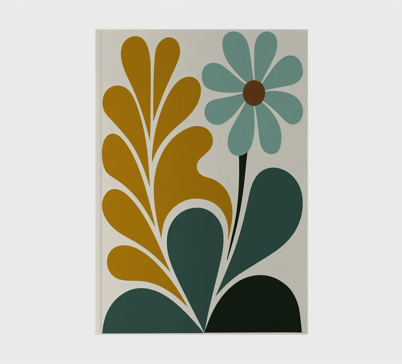 Abstract Boho Floral Art in Teal and Mustard notebook by MinimalistDesign