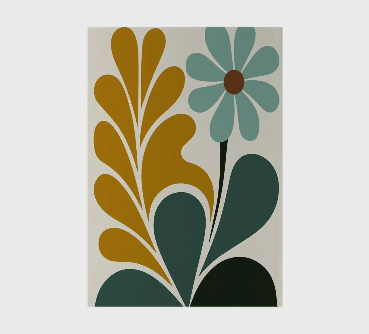 Abstract Boho Floral Art in Teal and Mustard notebook by MinimalistDesign
