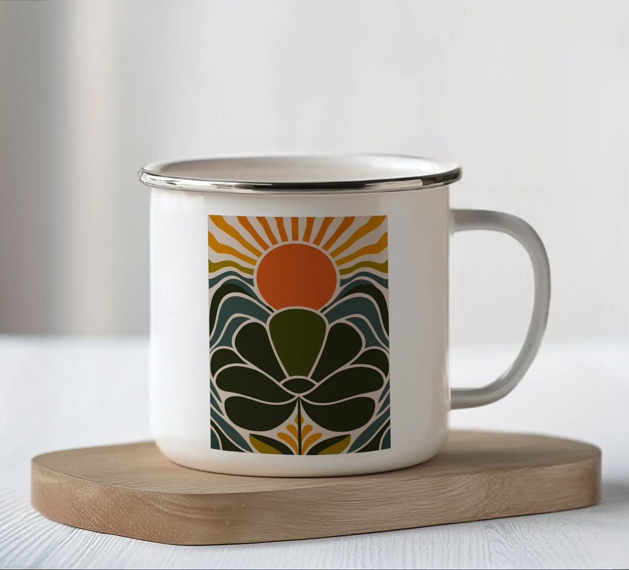 raggi di sole fiore tazza in smalto da MinimalistDesign