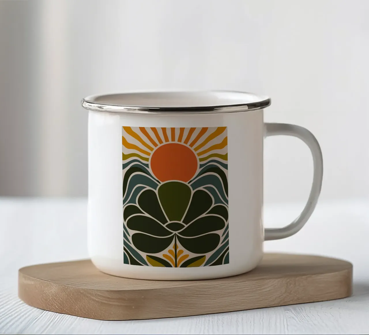 raggi di sole fiore tazza in smalto da MinimalistDesign