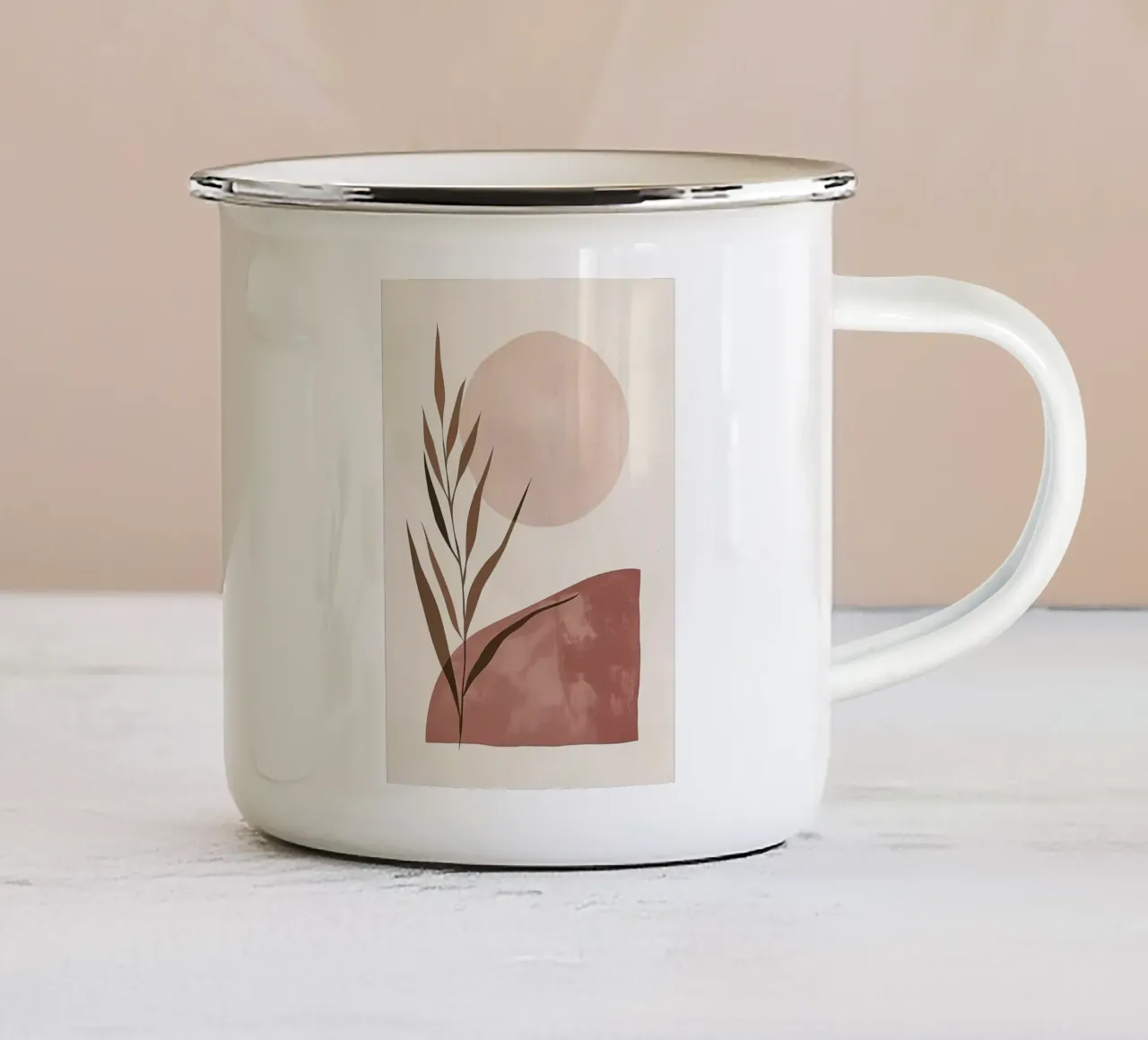 Abstracte Botanische Kunstdruk emaille mok van MinimalistDesign