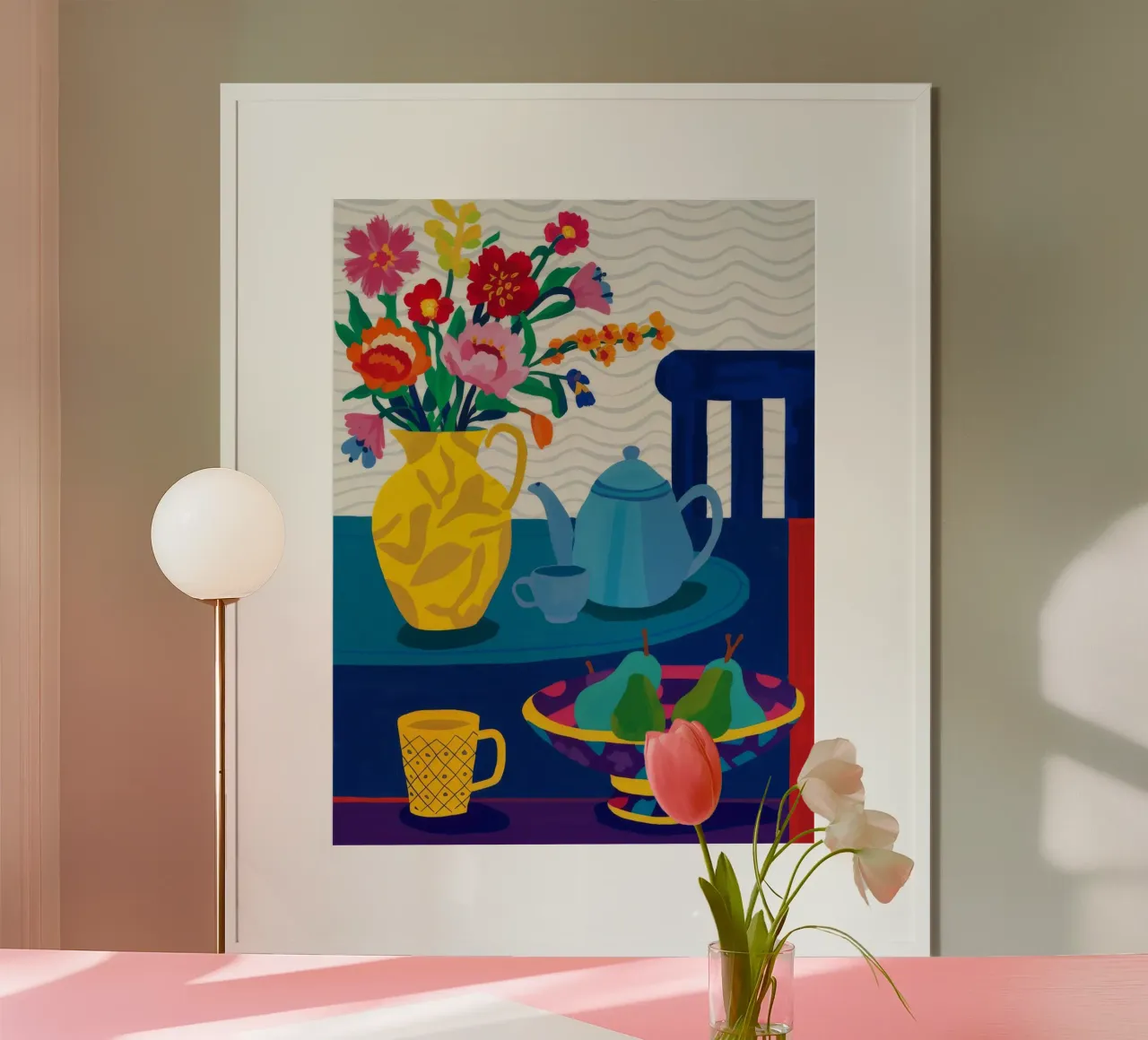 Tetera Teal Repose poster con marco de madera de Fable Tempa