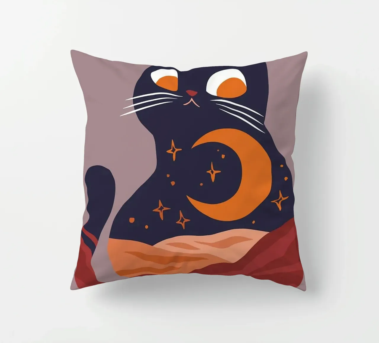 Set di stampe artistiche Boho Chic Moon Cat, sole e luna, Home Decor, cuscino da MinimalistDesign
