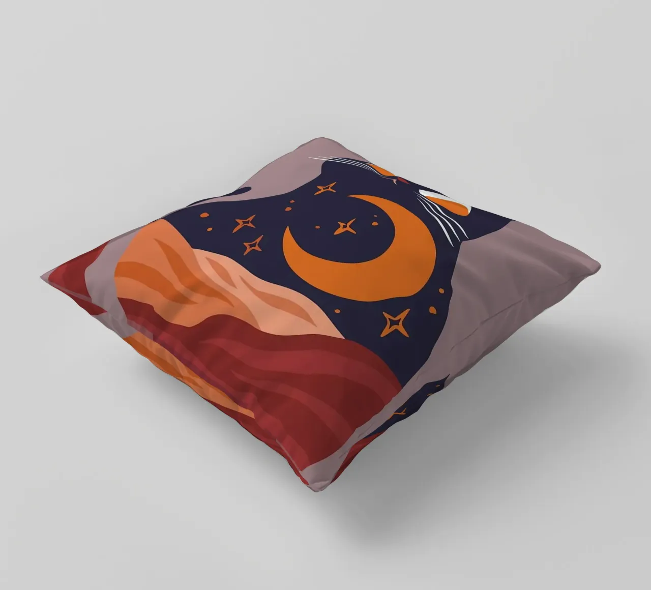 Set di stampe artistiche Boho Chic Moon Cat, sole e luna, Home Decor, cuscino da MinimalistDesign