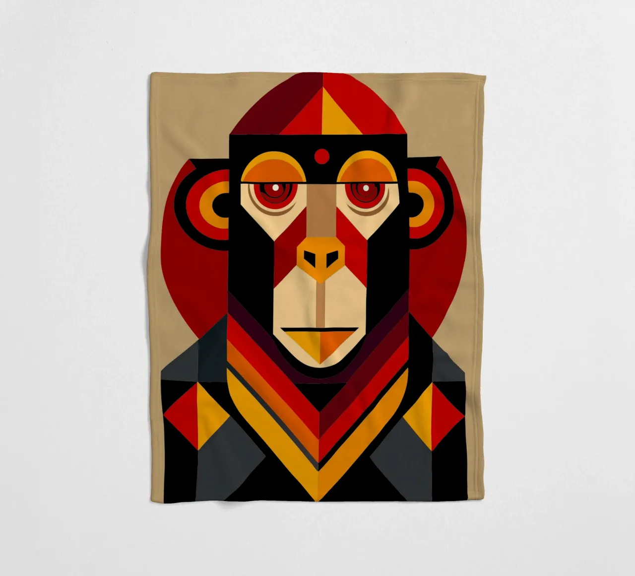monkey geometrics ilustration fleece blanket by nemaro