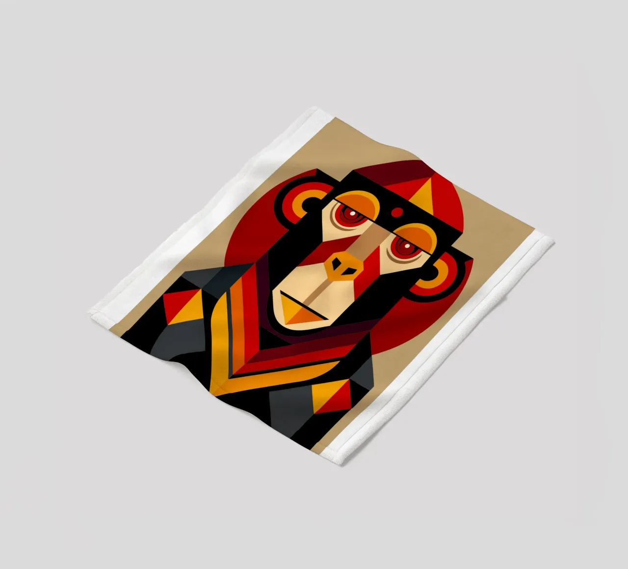 monkey geometrics ilustration fleece blanket by nemaro