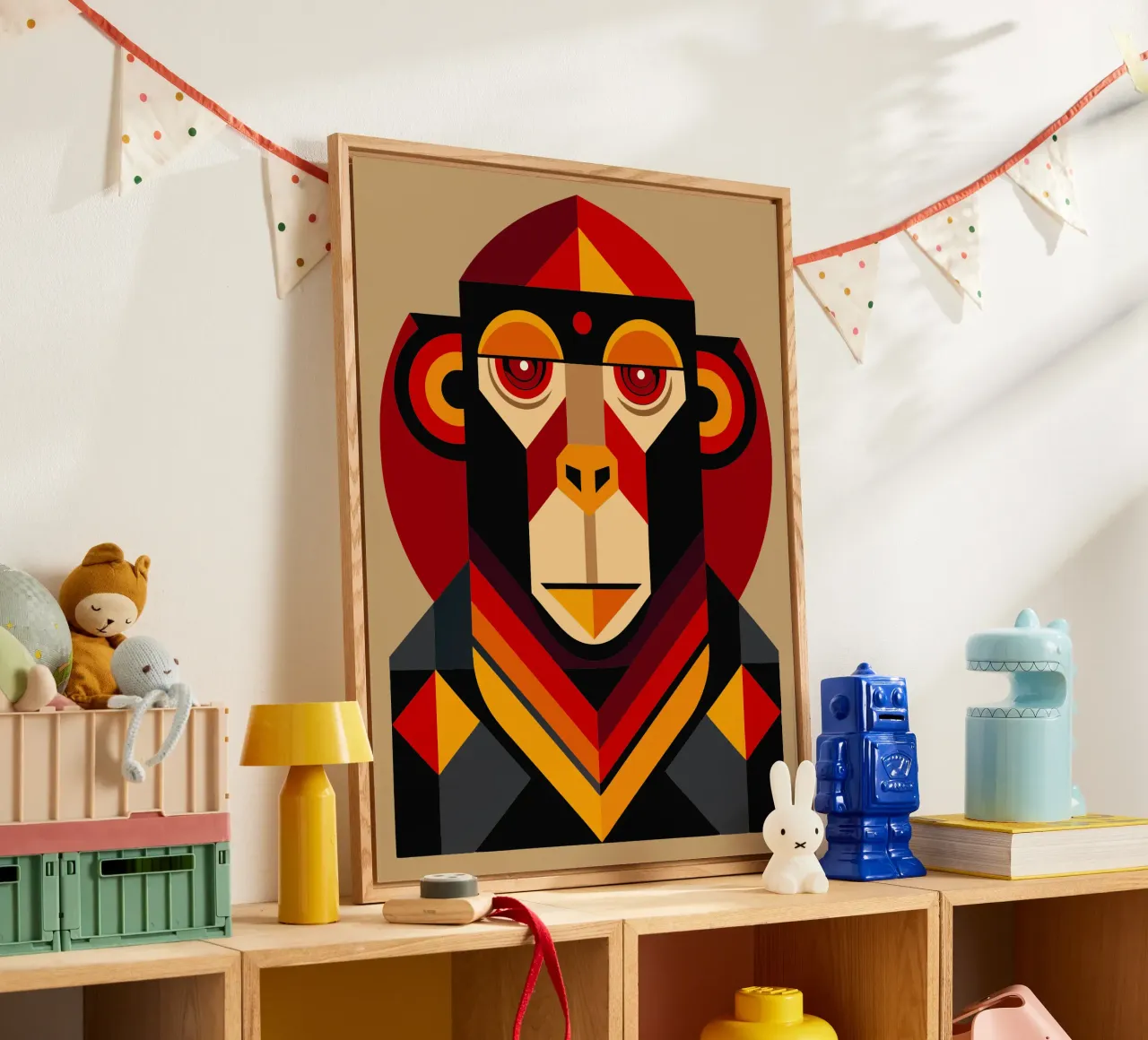 monkey geometrics ilustration acrylic glass by nemaro