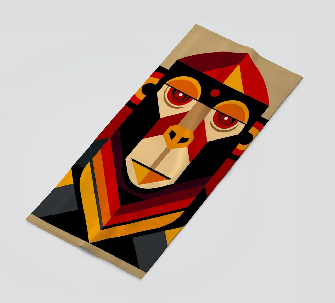 monkey geometrics ilustration beach towel by nemaro