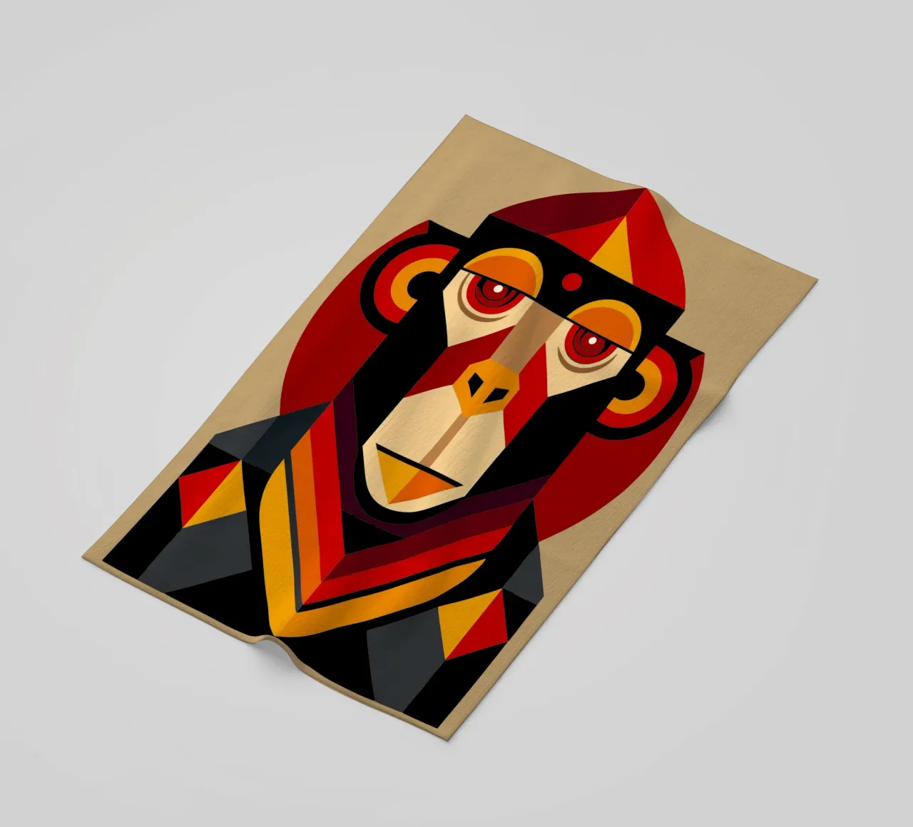 monkey geometrics ilustration beach towel by nemaro