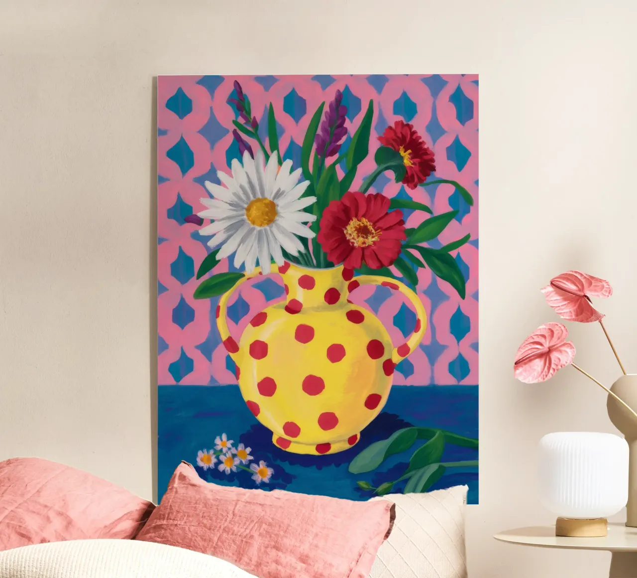 Polka Dot Daisy Joy acrylic glass by Fable Tempa