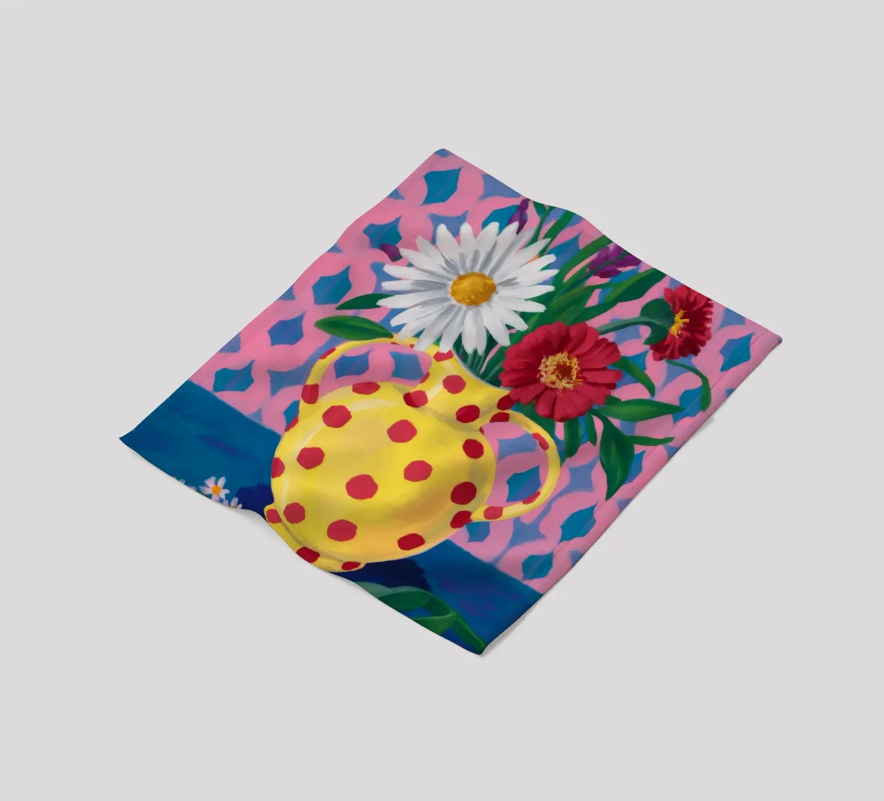 Polka Dot Daisy Joy fleece blanket by Fable Tempa