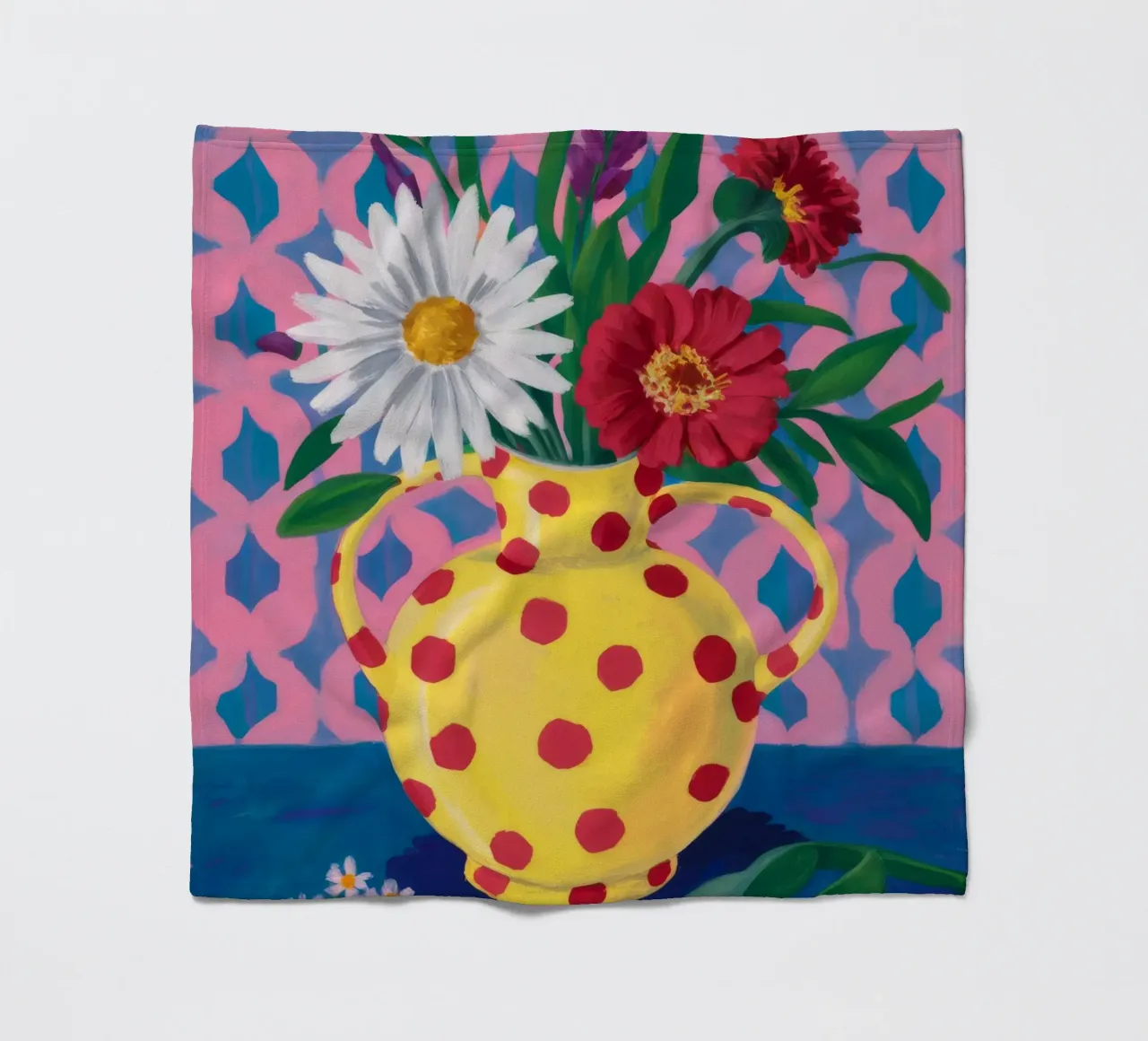Polka Dot Daisy Joy fleece blanket by Fable Tempa