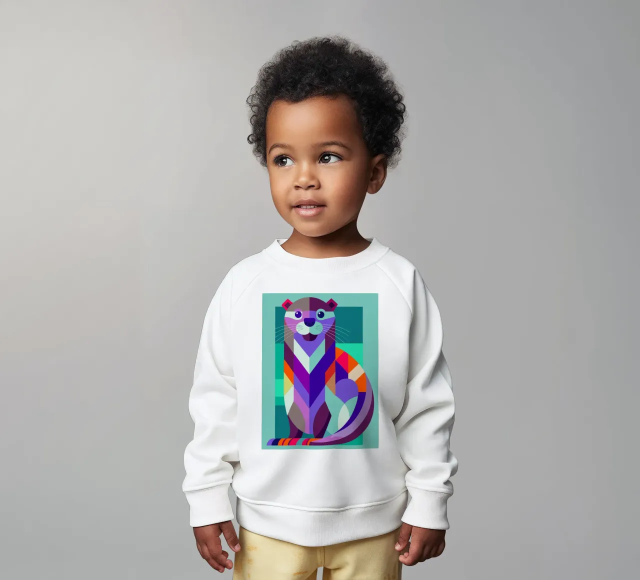 otter geometrics ilustration baby sweatshirt by nemaro