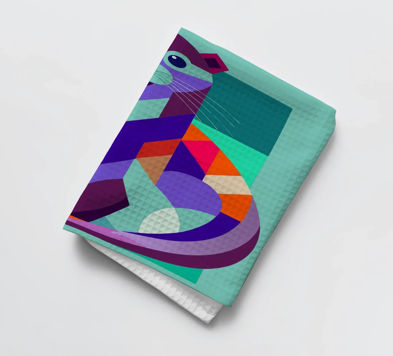 otter geometrics ilustration tea towel by nemaro