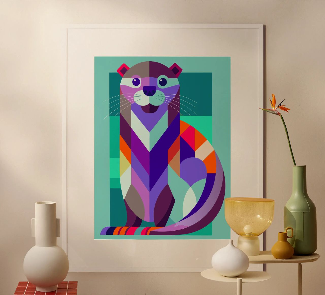 ilustrazione geometrica della lontra poster da nemaro
