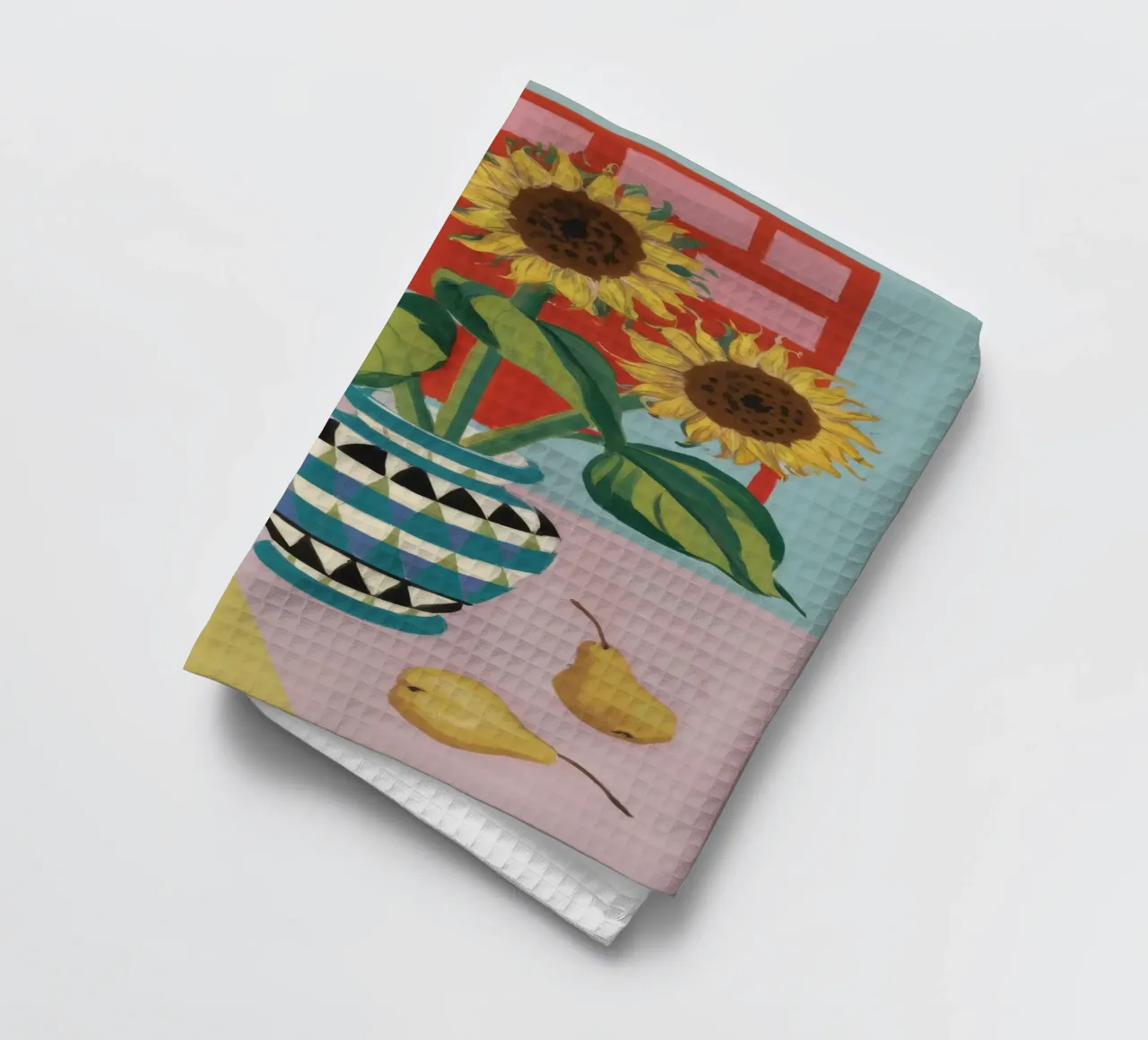 Sunflower Checkerboard Game tea towel by Fable Tempa
